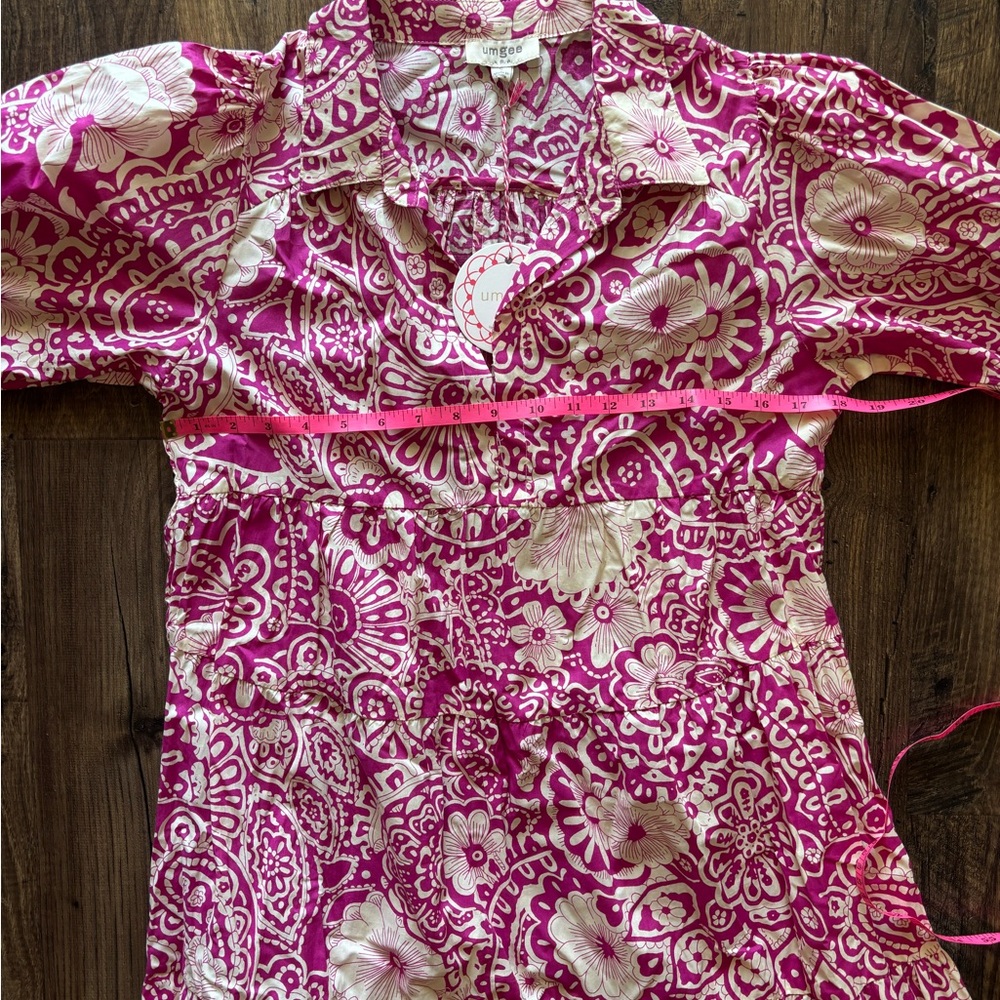 Umgee Pink and Cream resort style Floral Midi Dress NWT - Picture 2 of 10